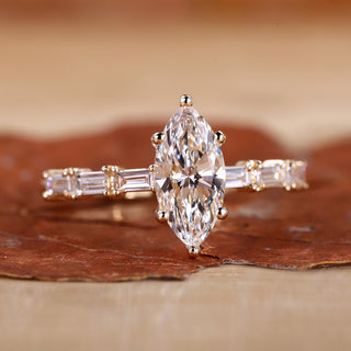 Marquise engagement ring in a bold and elegant design.
