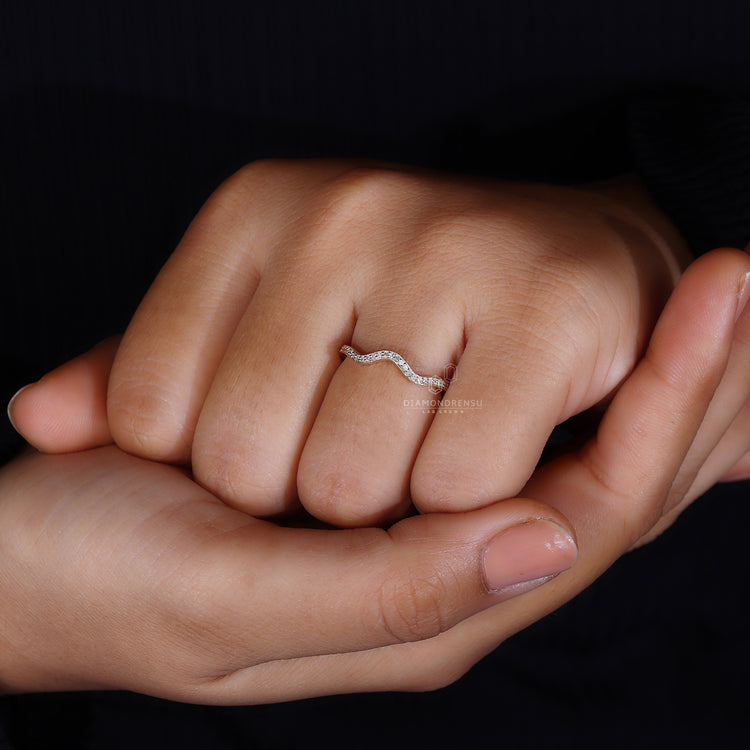 Lab grown diamond in stackable eternity band.
