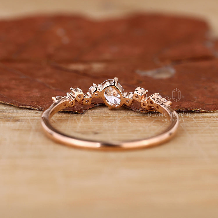 Rose gold engagement ring crafted with a prong setting.
