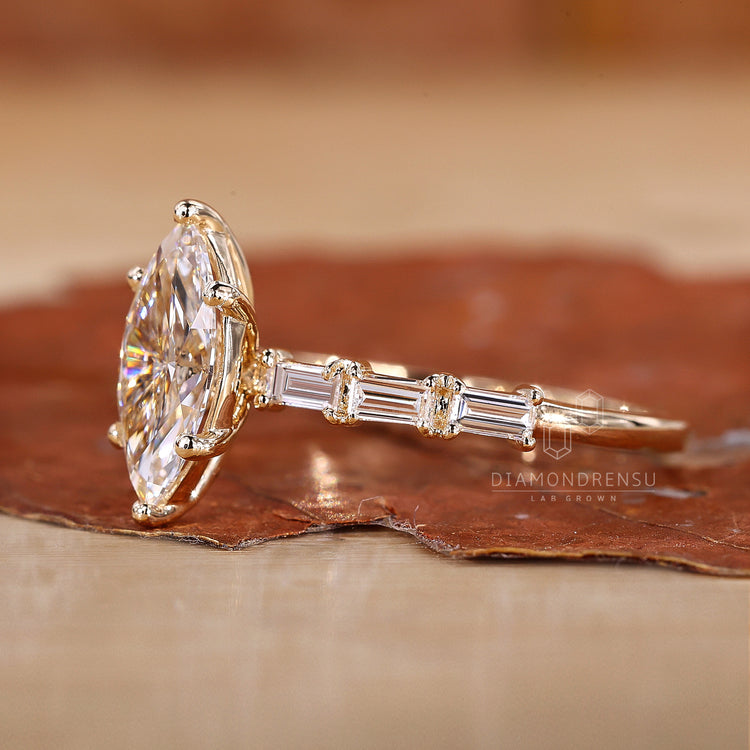 Lab Grown Diamond ring with 6 prong marquise setting.
