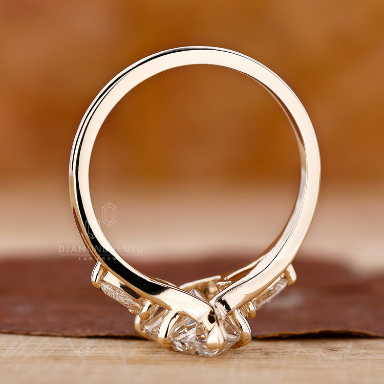 Lab Grown Diamond in yellow gold engagement ring.
