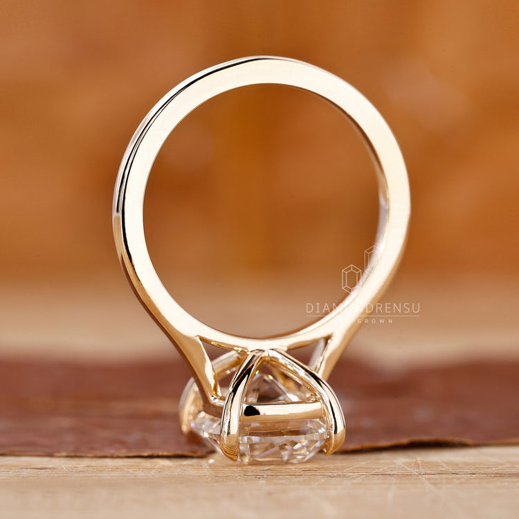 Lab Grown Diamond in cathedral setting ring.
