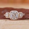 Halo Diamond Engagement Ring with 3 stone diamond ring.
