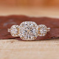 Halo Diamond Engagement Ring with 3 stone diamond ring.

