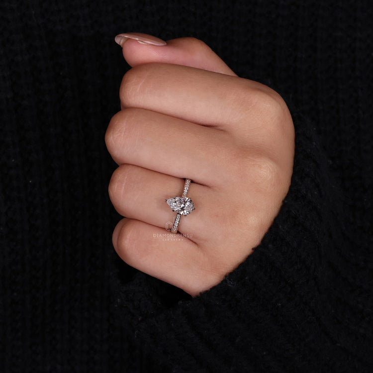 IGI certified tapered pave band engagement ring.
