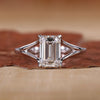 Emerald Cut Solitaire Ring with Stylish Split Shank