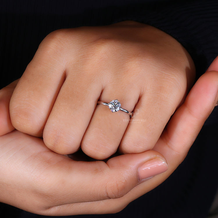 White gold engagement ring with Lab Grown Diamond.
