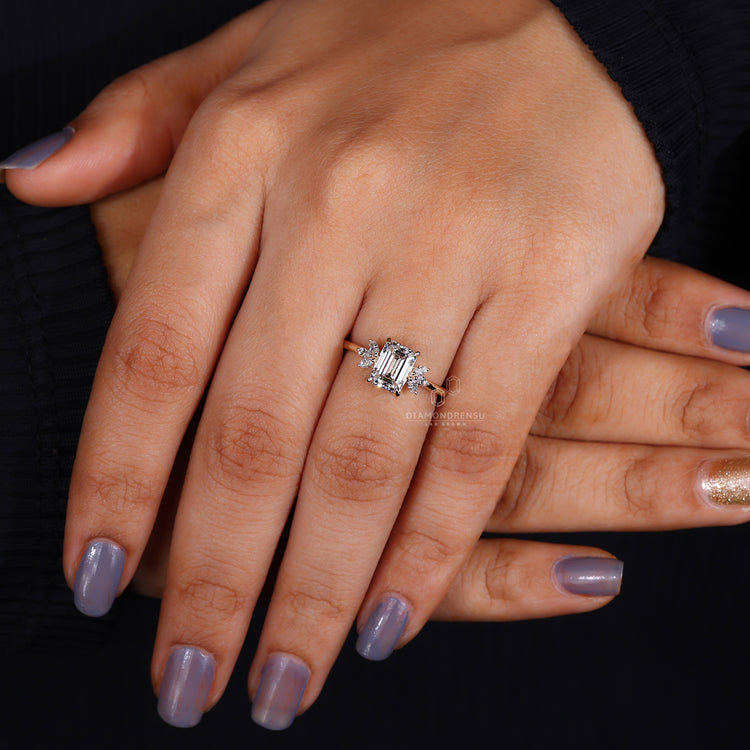 Emerald cut diamond ring handmade in Australia.
