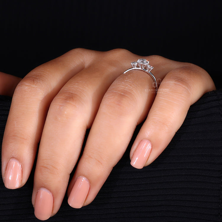 Simple engagement ring featuring a balanced layout.

