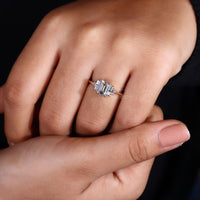 Yellow gold engagement ring made with muse setting ring.
