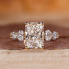 Radiant diamond engagement ring with 5 stone engagement ring.
