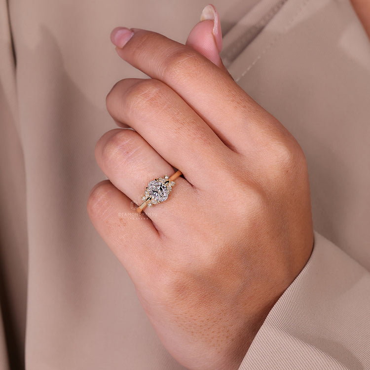 IGI certified oval shaped diamond ring.
