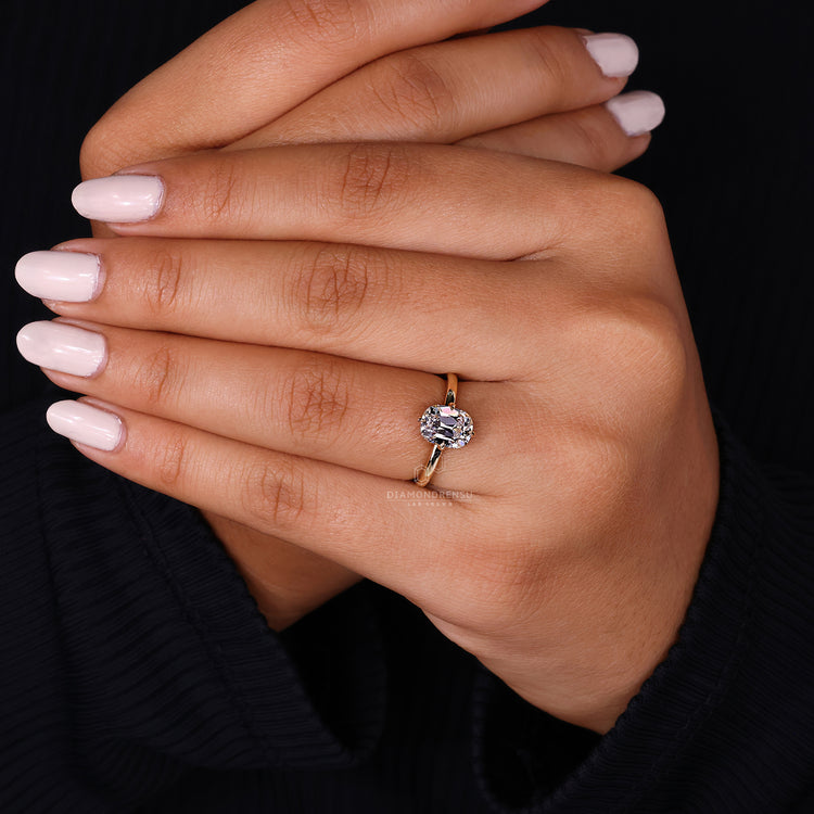 Handmade engagement ring with 4 prong claw setting.
