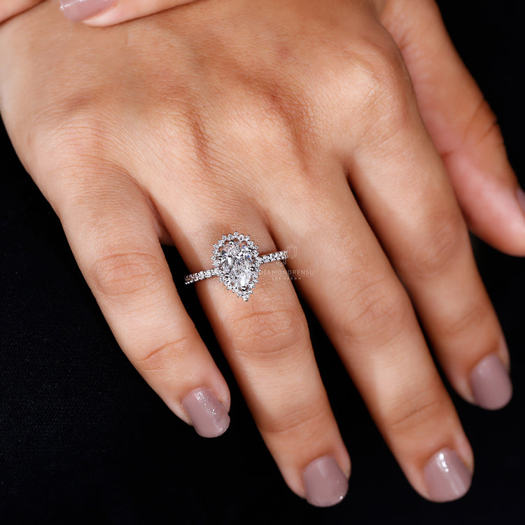 Buy Engagement ring with halo design feature.
