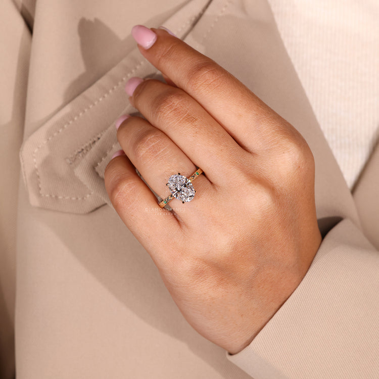 Custom diamond ring with IGI certified lab grown stones.
