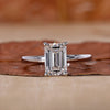 Emerald Cut Diamond Ring with hidden halo engagement ring.
