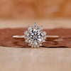 Halo diamond engagement ring with round cut diamond ring.
