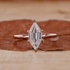 rose gold ring with hexagon step cut diamond ring.
