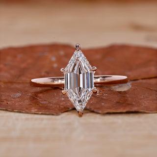 rose gold ring with hexagon step cut diamond ring.
