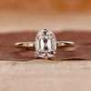 Old mine cushion cut diamond ring with hidden halo detail.
