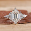 Hexagon Cut Lab-Grown Diamond Ring with Side Stone
