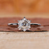 Hexagon engagement ring made in white gold ring.
