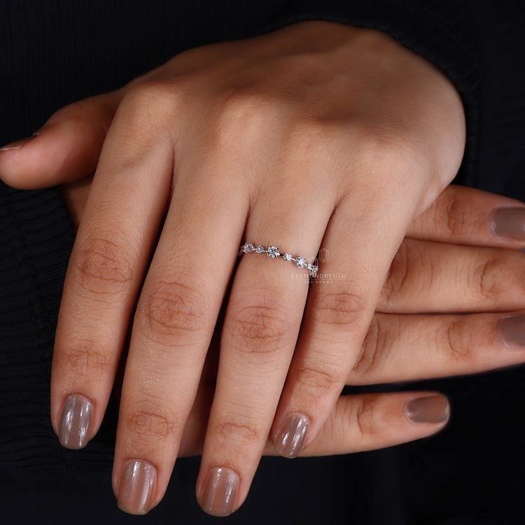 Custom diamond band in distance pave wedding band.
