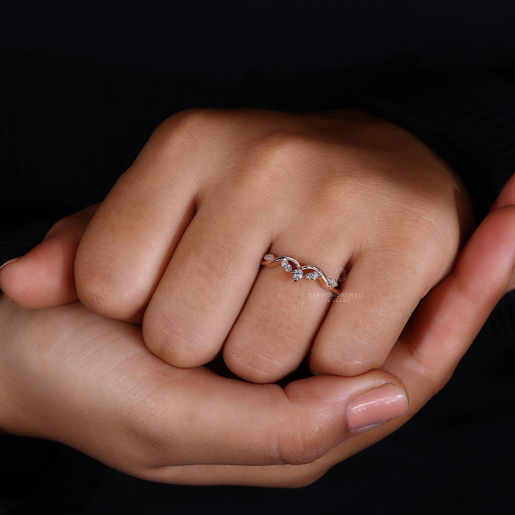 Tiara wedding band and lab grown diamond.