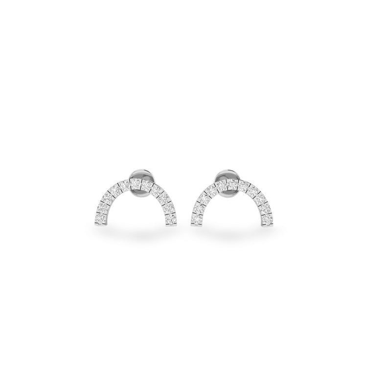 Semi-Circle Lab-Grown Diamond Stud + Solid Gold Earrings