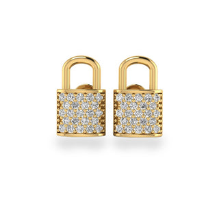 Padlock Lab-Grown Diamond Stud + Solid Gold Earrings