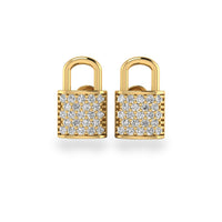 Padlock Lab-Grown Diamond Stud + Solid Gold Earrings
