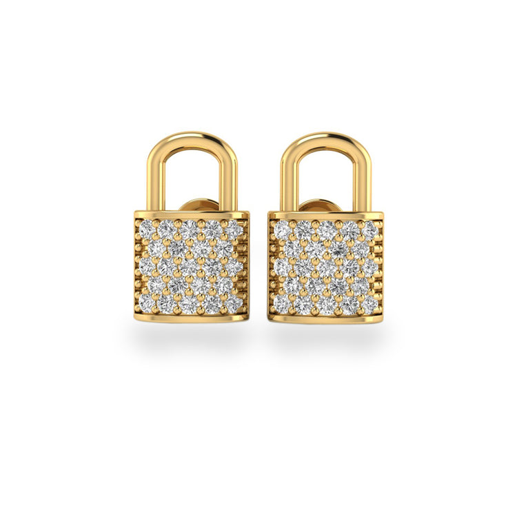 Padlock Lab-Grown Diamond Stud + Solid Gold Earrings