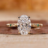 Cathedral setting ring featuring a lab grown diamond with IGI certification.
