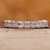 Asscher cut wedding band with yellow gold wedding band.