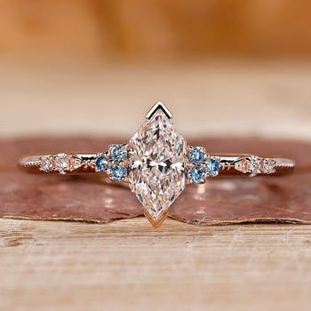 Dutch marquise engagement ring in rose gold ring.