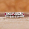Pink and white diamond band in stackable style.