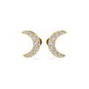 Crescent Moon Lab-Grown Diamond Stud + Solid Gold Earrings
