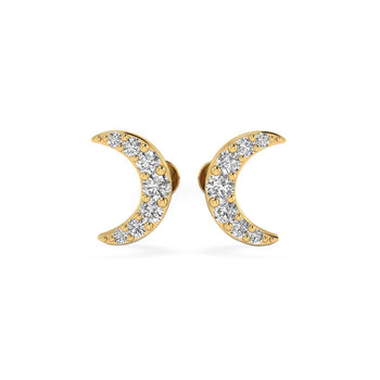 Crescent Moon Lab-Grown Diamond Stud + Solid Gold Earrings