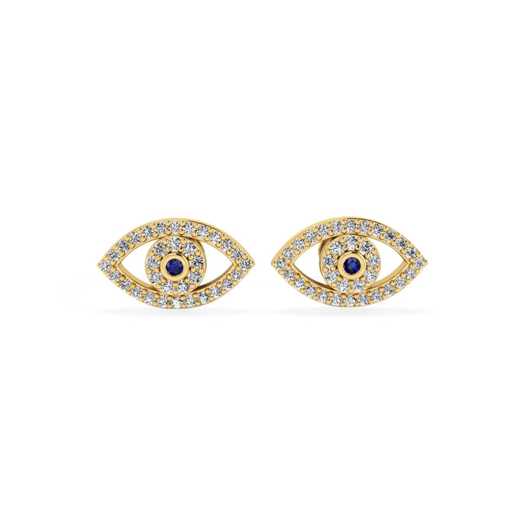 Evil Eye Lab-Grown Diamond Stud + Solid Gold Earrings