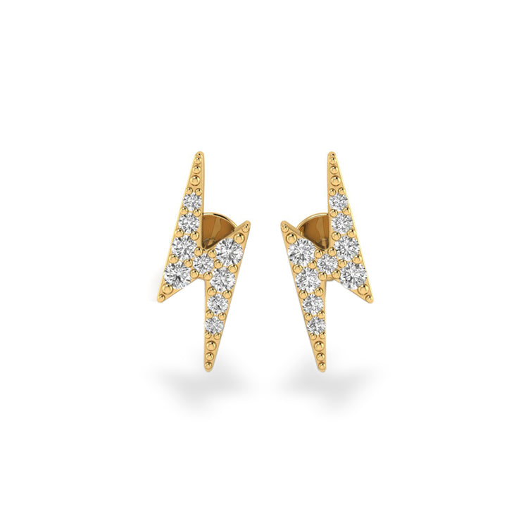 Lightning Bolt Lab-Grown Diamond Stud + Solid Gold Earrings