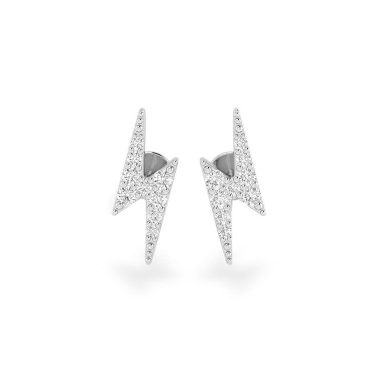 Lightning Bolt Lab-Grown Diamond Stud + Solid Gold Earrings