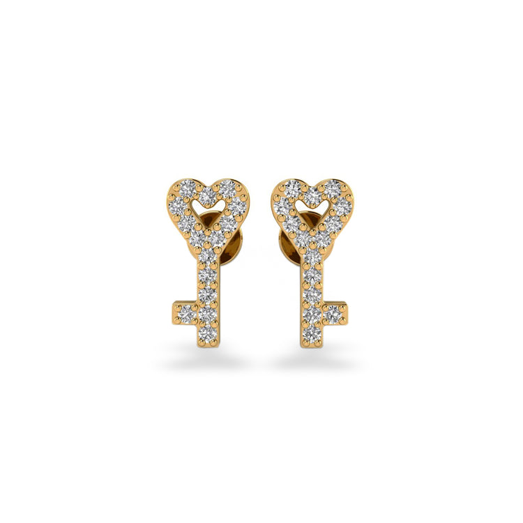 Love is The Key Lab-Grown Diamond Stud + Solid Gold Earrings