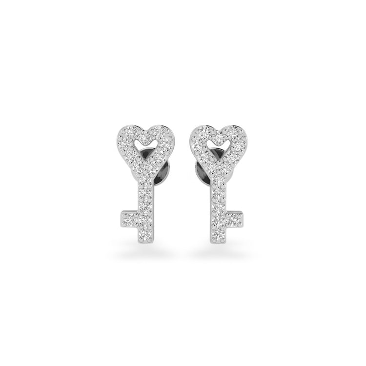 Love is The Key Lab-Grown Diamond Stud + Solid Gold Earrings