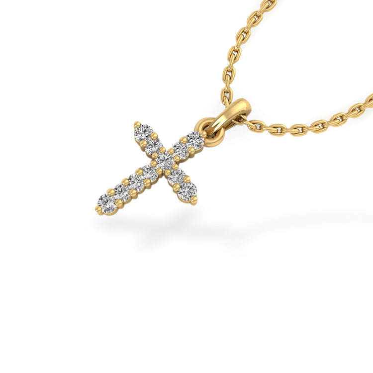 Cross Lab-Grown Diamond + Solid Gold Pendant Necklace
