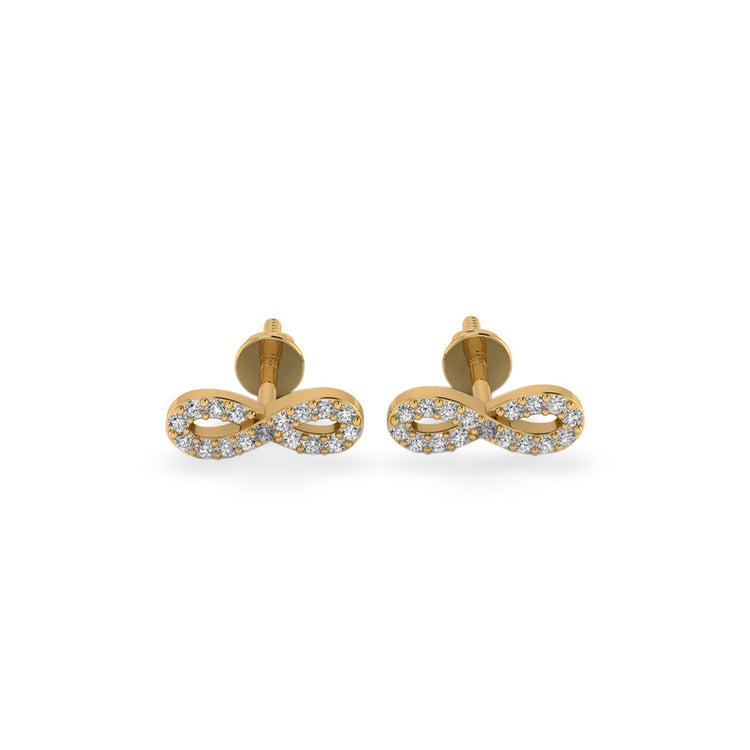 Infinity Symbol Lab-Grown Diamond Stud + Solid Gold Earrings