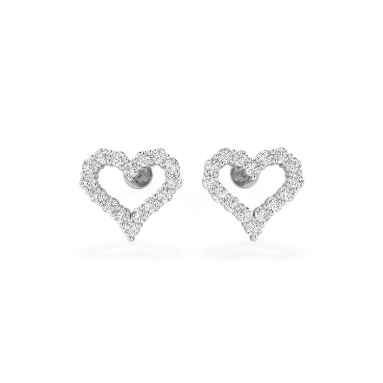 Open Heart Lab-Grown Diamond Stud + Solid Gold Earrings