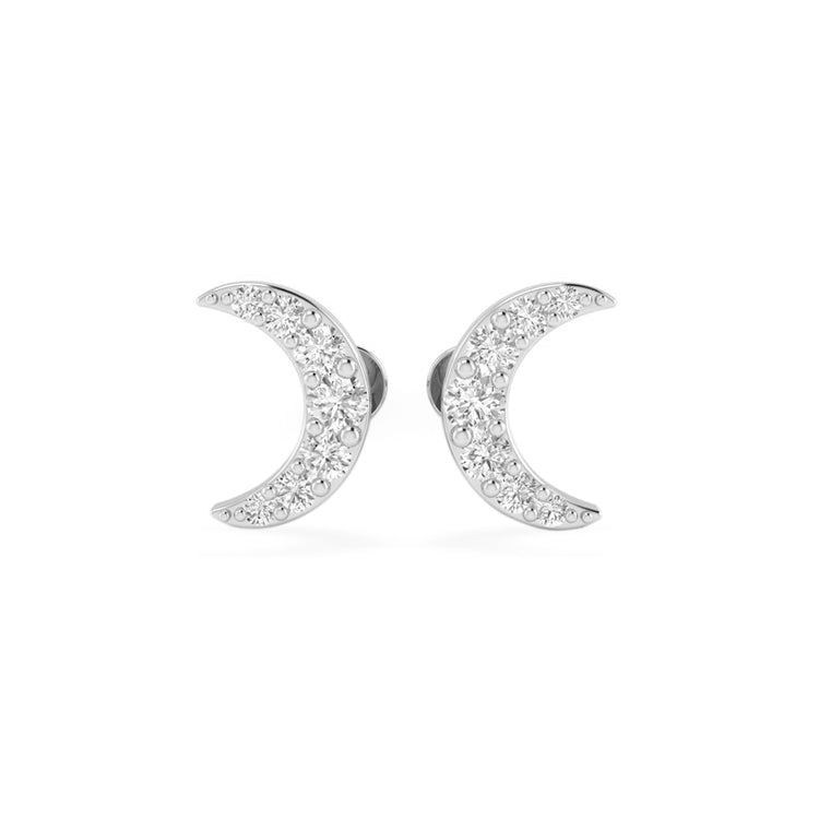 Crescent Moon Lab-Grown Diamond Stud + Solid Gold Earrings