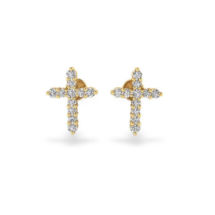 Cross Lab-Grown Diamond  + Solid Gold Stud Earrings