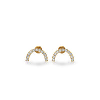 Semi-Circle Lab-Grown Diamond Stud + Solid Gold Earrings