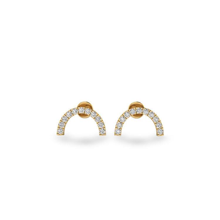 Semi-Circle Lab-Grown Diamond Stud + Solid Gold Earrings